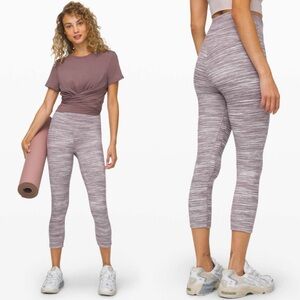 Lululemon Align Crop 21" Mini Space Dye Herringbone Jacquard Black Cherry 6